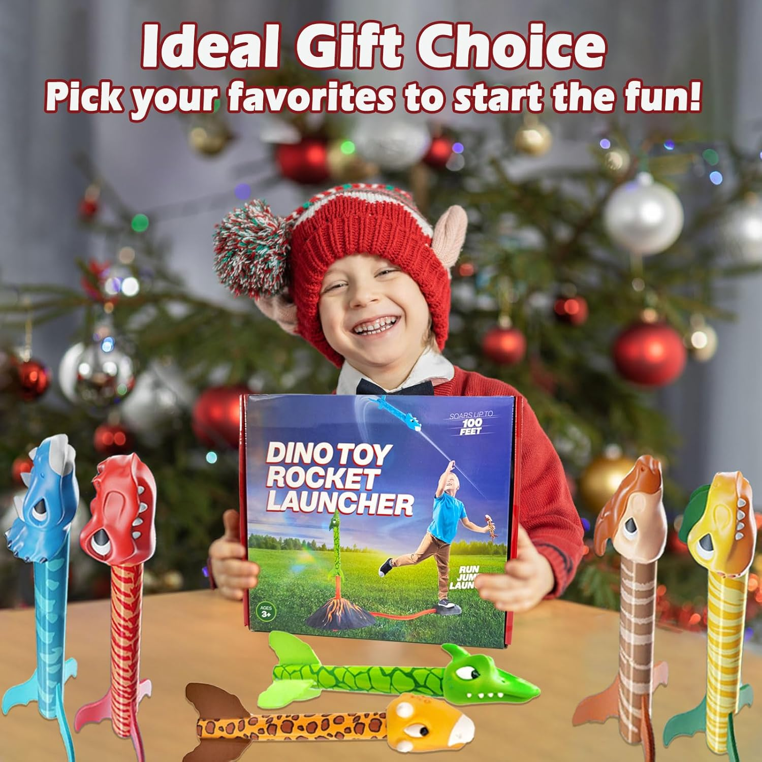 Dinosaur Toys Rocket Launcher for Kids - Stomp Launch up to 100 Ft, 6 Dino Foam Rockets, Outdoor Toys for Toddlers, Christmas Birthday Gifts Toy for 3 4 5 6 7 8-12 Year Old Boys Girls image number 5