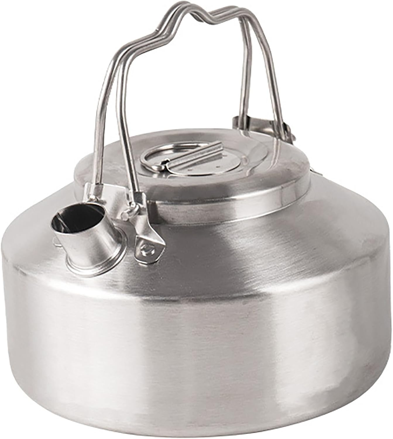 0.9L Portable Camping Pot Water Stainless Steel Tea Kettle Outdoor Campfire Hiking Picnic Boiler Coffee Bushcraft Trave (900Ml Silver) image number 4