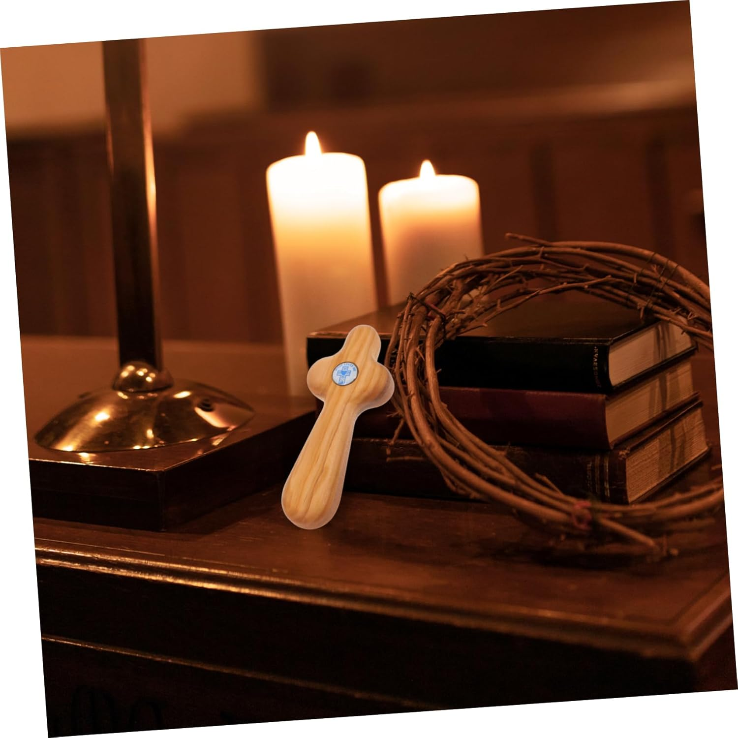 Veemoon Handheld Catholic Cross for Confirmation Wooden Cross Ornaments for First Communion Christian Gifts image number 3