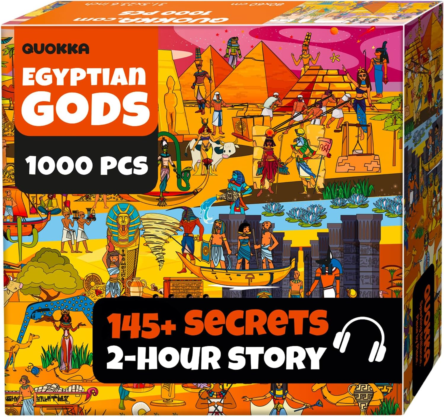 QUOKKA 1000 Piece Jigsaw Puzzle for Adults Mythories Ancient Gods Egyptian &ndash; Premium Box Packaging with Extra Fun Challenges, Perfect for Relaxation, Creativity & Gift Giving