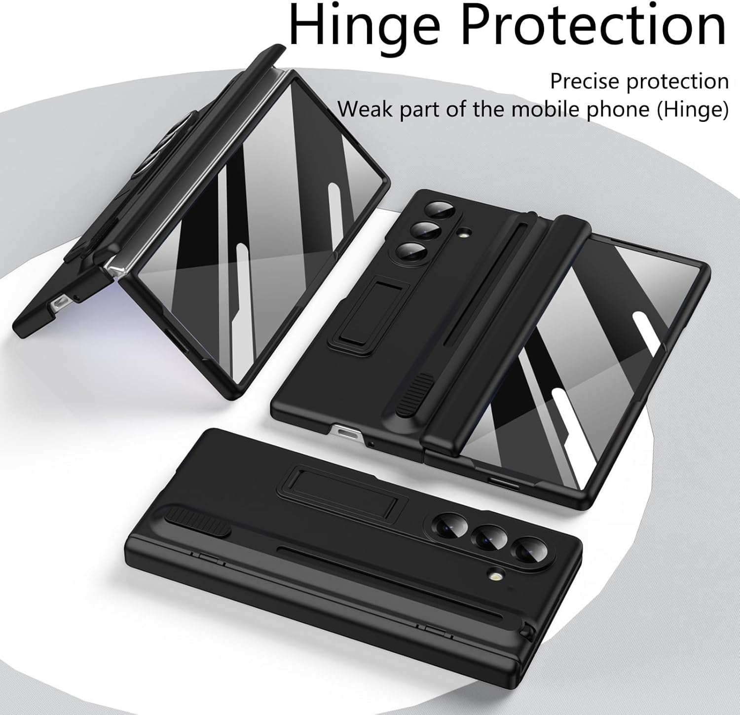 Komiyaa for Samsung Galaxy Z Fold 7 Case with Pen & Pen Holder, Built-In Front Screen Protector and Hinge, Ultra-Thin Silky Liquid PC Frosted Design Protective Case for Samsung Fold 7 (Black) image number 5