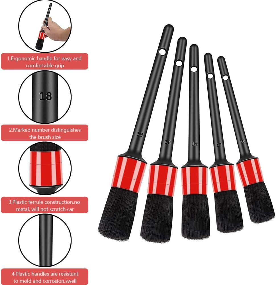 5 PCS Car Detailing Brush Set &ndash; Premium Auto Detail Brushes for Interior & Exterior Cleaning, Scratch-Free Wheel, Engine, Leather & Air Vent Detailing Tools for Cars, Trucks & Motorcycles image number 5