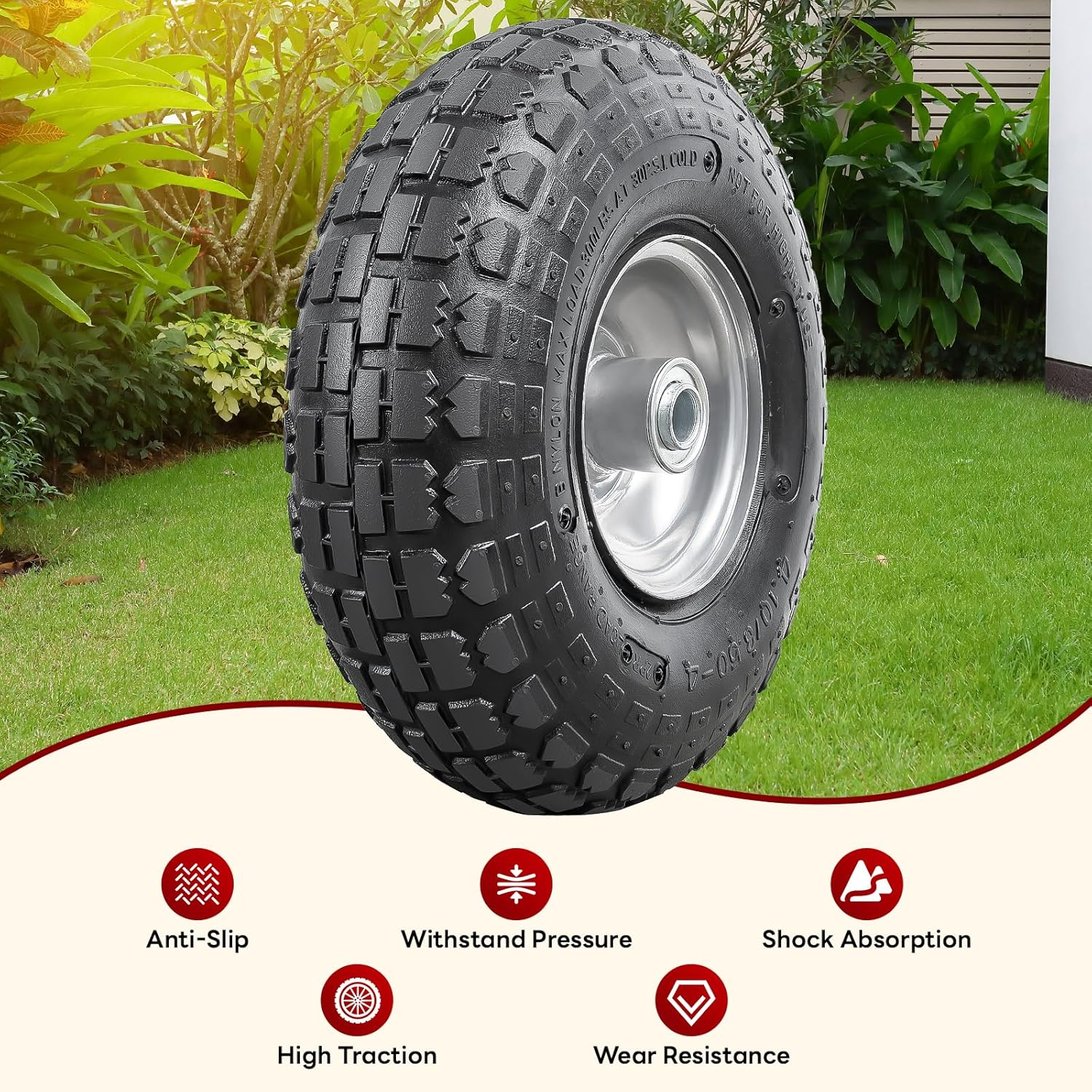 Paowin 2 Pcs,4.10-4 Tire,3.50-4 Tyre,4.10/3.50-4 Tires,Compatible with 4.10-4 3.50-4 Hand Truck/Wheelbarrow/Lawn Mower Tire,Pt-044