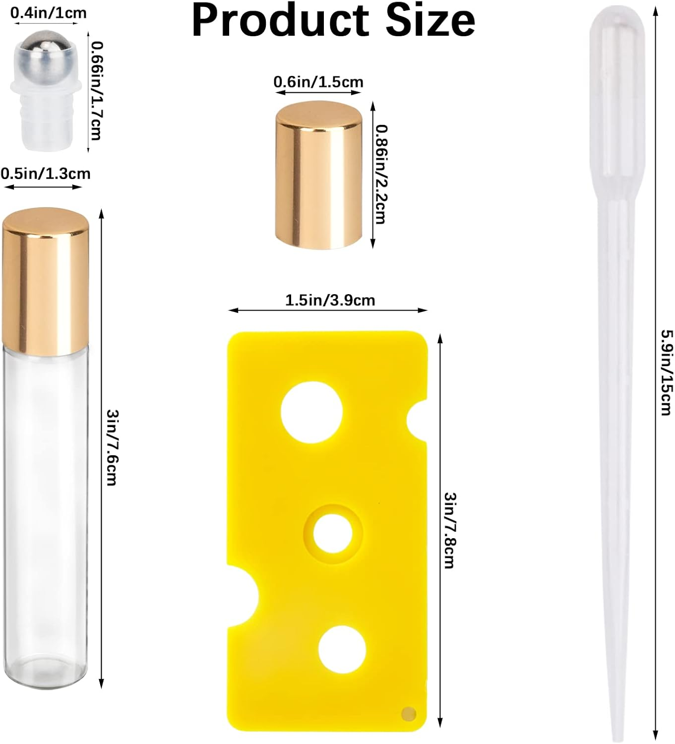 12PCS Essential Oil Roller Bottle Refillable Empty Glass Bottle with Stainless Steel Rollerball, 1PC Opener and 2PCS Dropper Refillable Glass image number 6