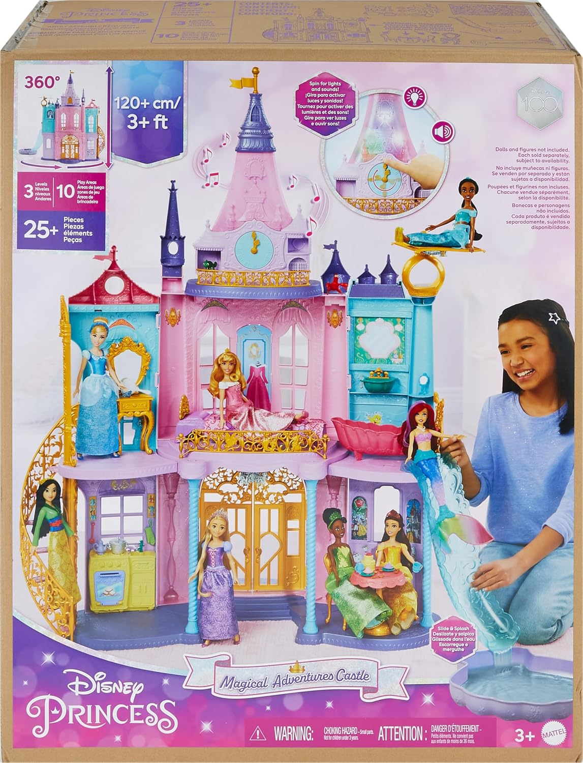 Mattel Disney Princess Toys, Ultimate Castle 4 Ft Tall with Lights & Sounds, 3 Levels, 10 Play Areas and 25+ Furniture & Pieces, Inspired by Disney Movies image number 1