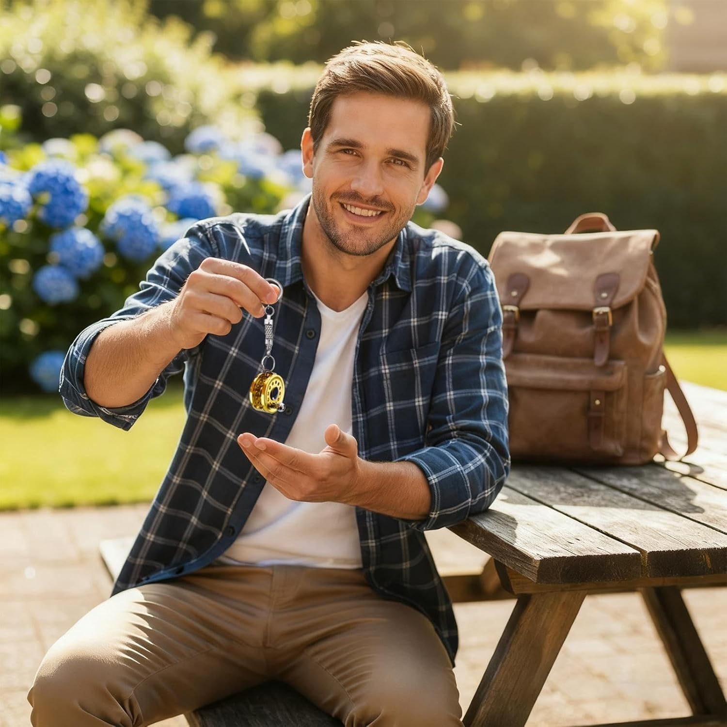 Metal Keychains - Metal Fishing Reel Pendant,Reel Drum Keyring Bag Charm - for Handbag Wallet Luggage Purse Phone Truck Travel Party Office School Car Home Angler Men Women Kids - C image number 4