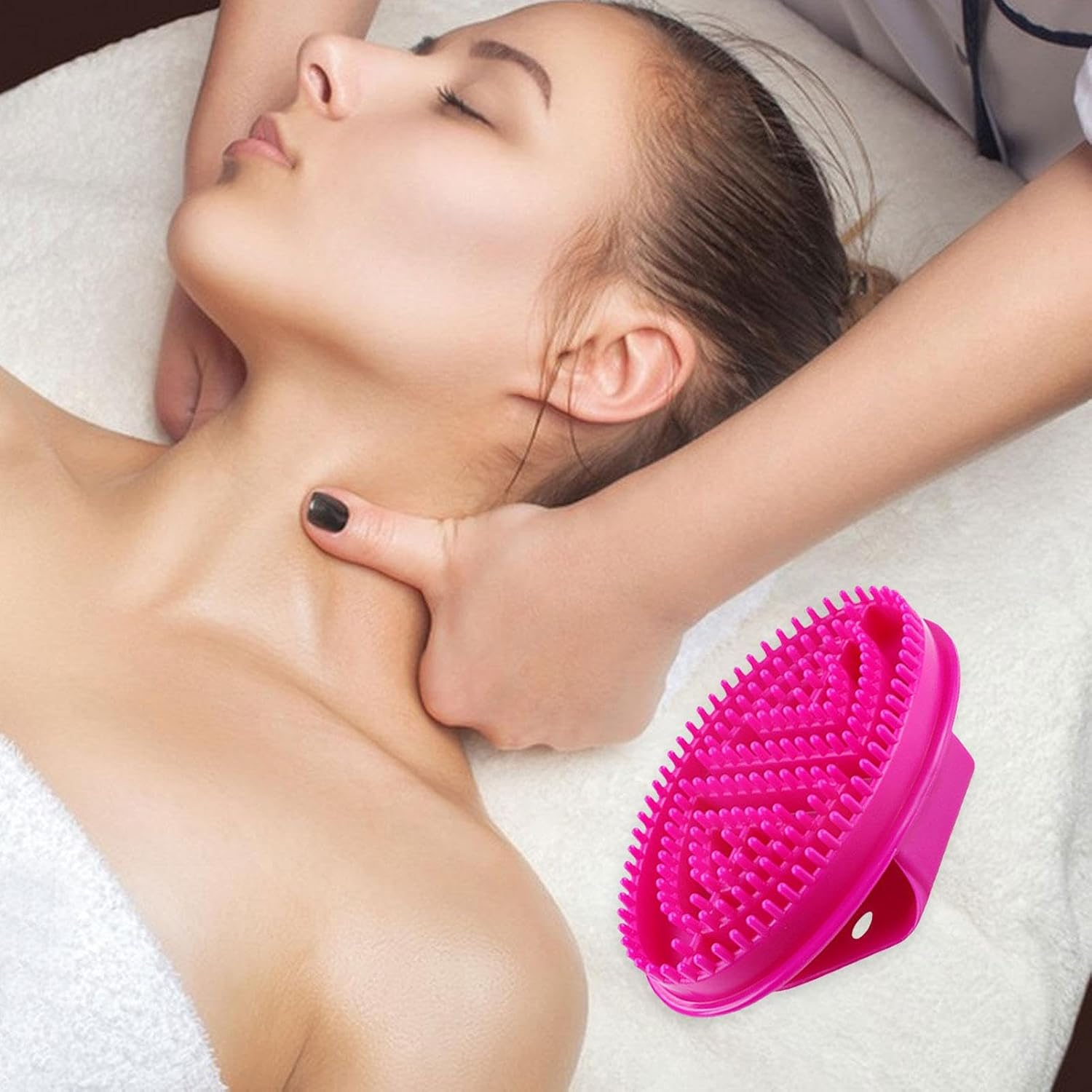 Silicone Body Brush | Meridian Pressure Brush | Gloves Anti-Cellulite Slimming Relaxing Massager | Dry Brushing Body Massage Brushs | Shia-Tsu Meridian, Five Elements Conditioning - Hot Pink image number 5