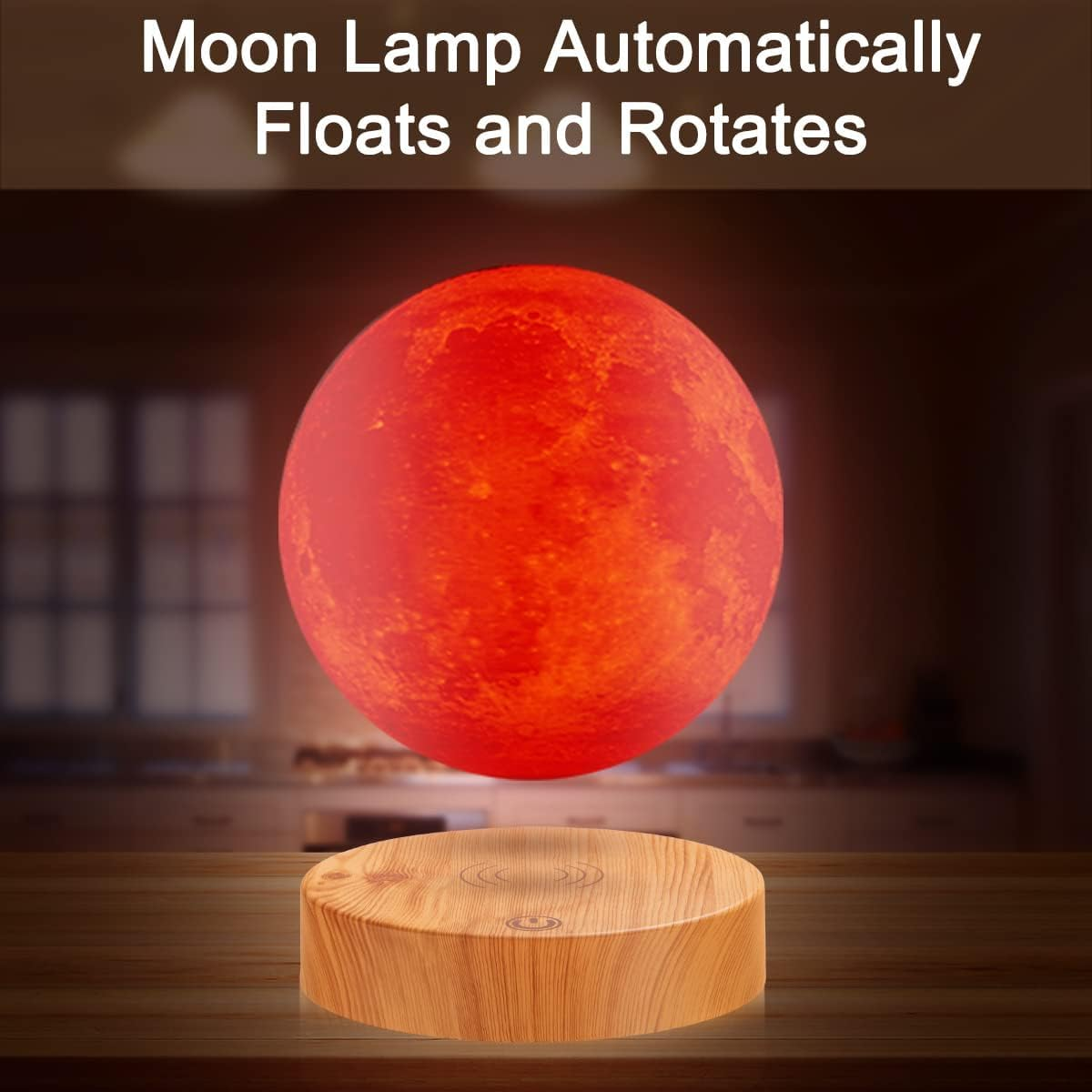 Vnemofey Floating Moon Novelty Lighting 5.9 Inch 3D Printing Night Light with Dimmable Design & Touch Control Base, Romantic Birthday Gifts, Rustic Home Decor image number 5