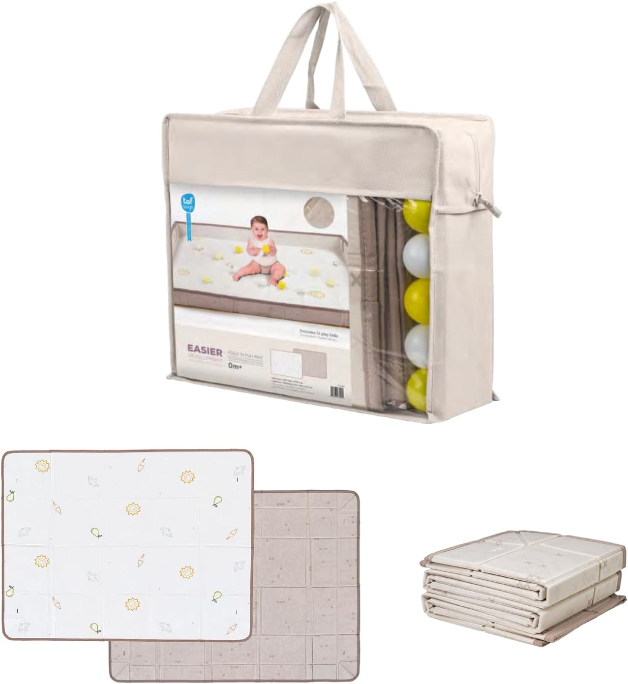 Taf Toy Fold 'N Fun Waterproof Baby Mat with Fold up Sides, Includes 12 Colourful Balls image number 5