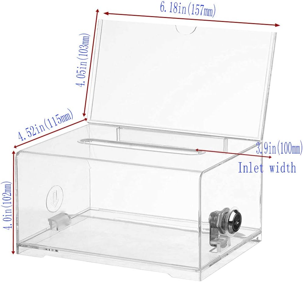 Acrylic Donation Box - Plastic Countertop Container - Best for Voting,Charity,Ballot,Survey,Raffle, Contest,Suggestions,Tips,Comments image number 5