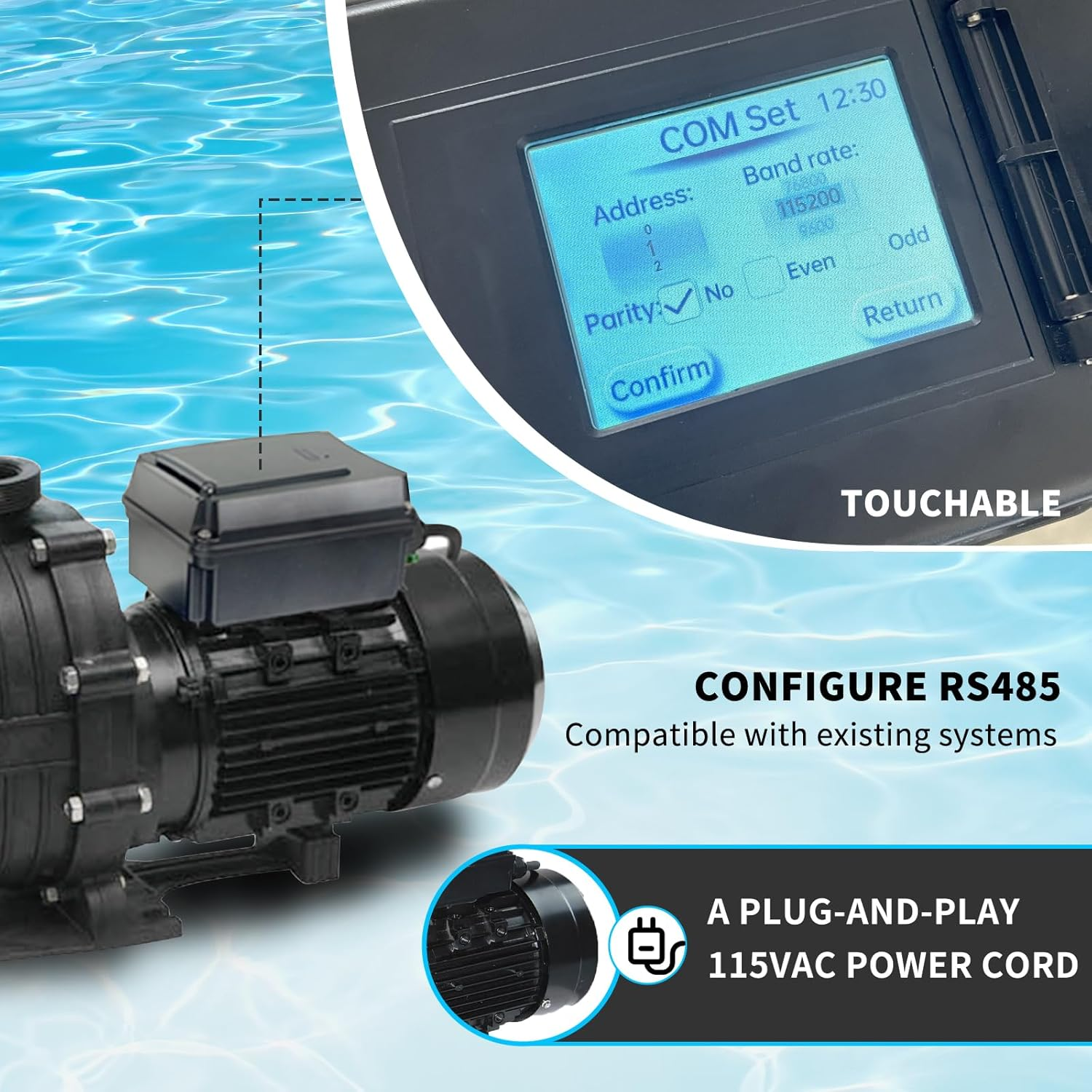 Variable 3-Speed Swimming Pool Pumps, 1500W 2.0 HP Multiple Speed Programmable Pool Pump, 230Vac 410L/M Intelligent In-Ground and above Ground Pool Pump image number 3