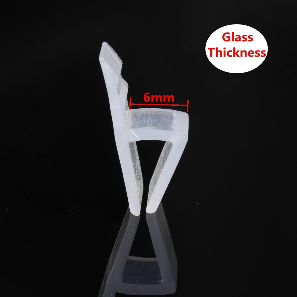 2M Shower Door Seal Strip Frameless Door Sweep Flexible Glass Seal Roll to Stop Shower Leaks, Transparent H Shape (6Mm) image number 5