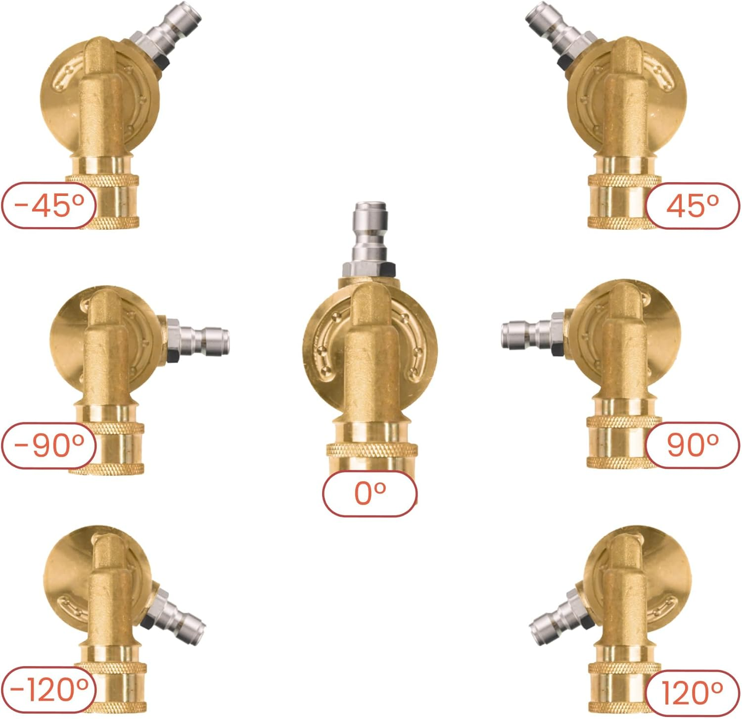 Giraffe Tools Pressure Washer Pivoting Coupler, 7 Angles Gutter Cleaner Attachment, Max 4000 PSI with 1/4&ldquo; Quick Connect, 240 Degree Rotation image number 6