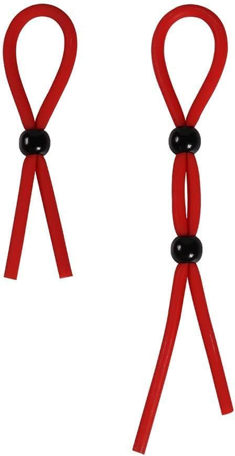 Men'S Adjustable Silicone Delay Fitness Rings, Couples Exercise Equipment, Microfiber Cable Ties, 2 Pairs - Black/Red image number 3