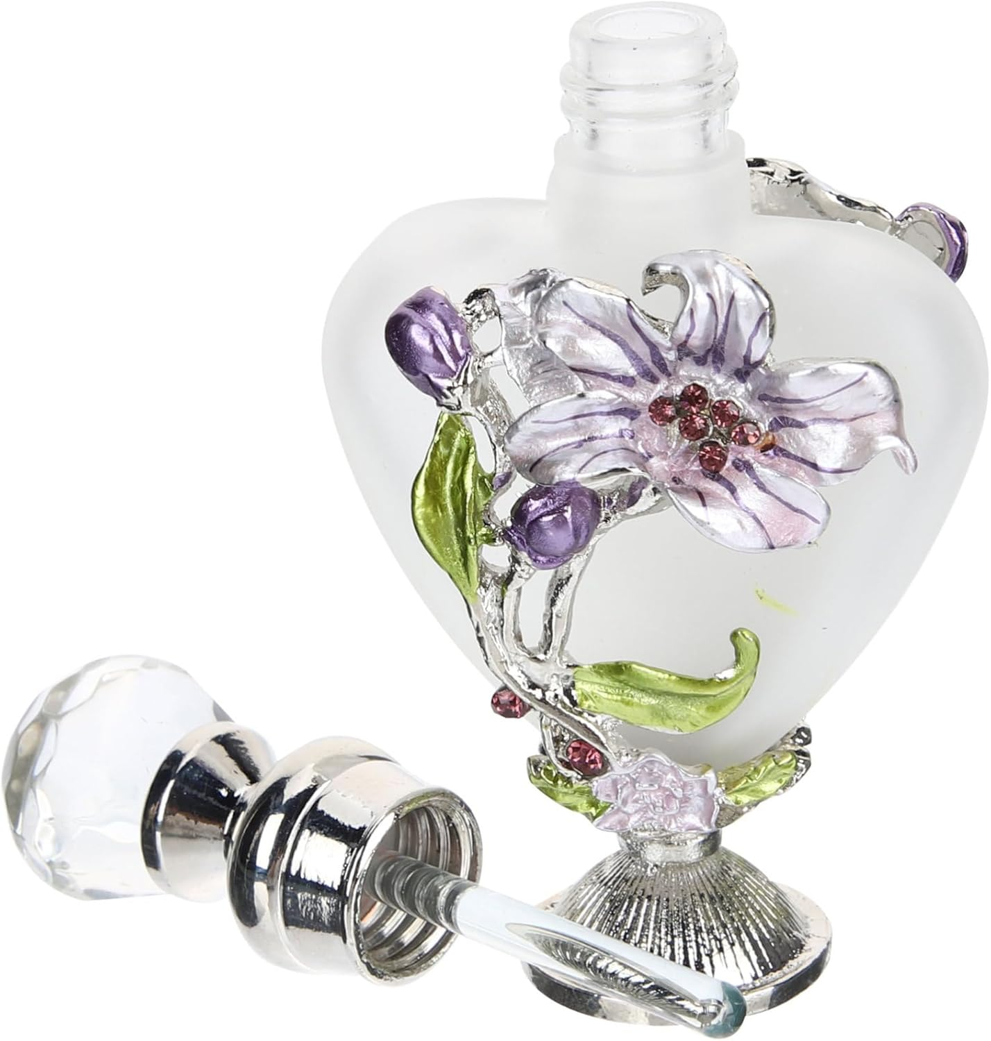 Vintage Floral Perfume Bottles Decorative Glass Travel Bottles Enamel Aromatherapy Containers image number 1