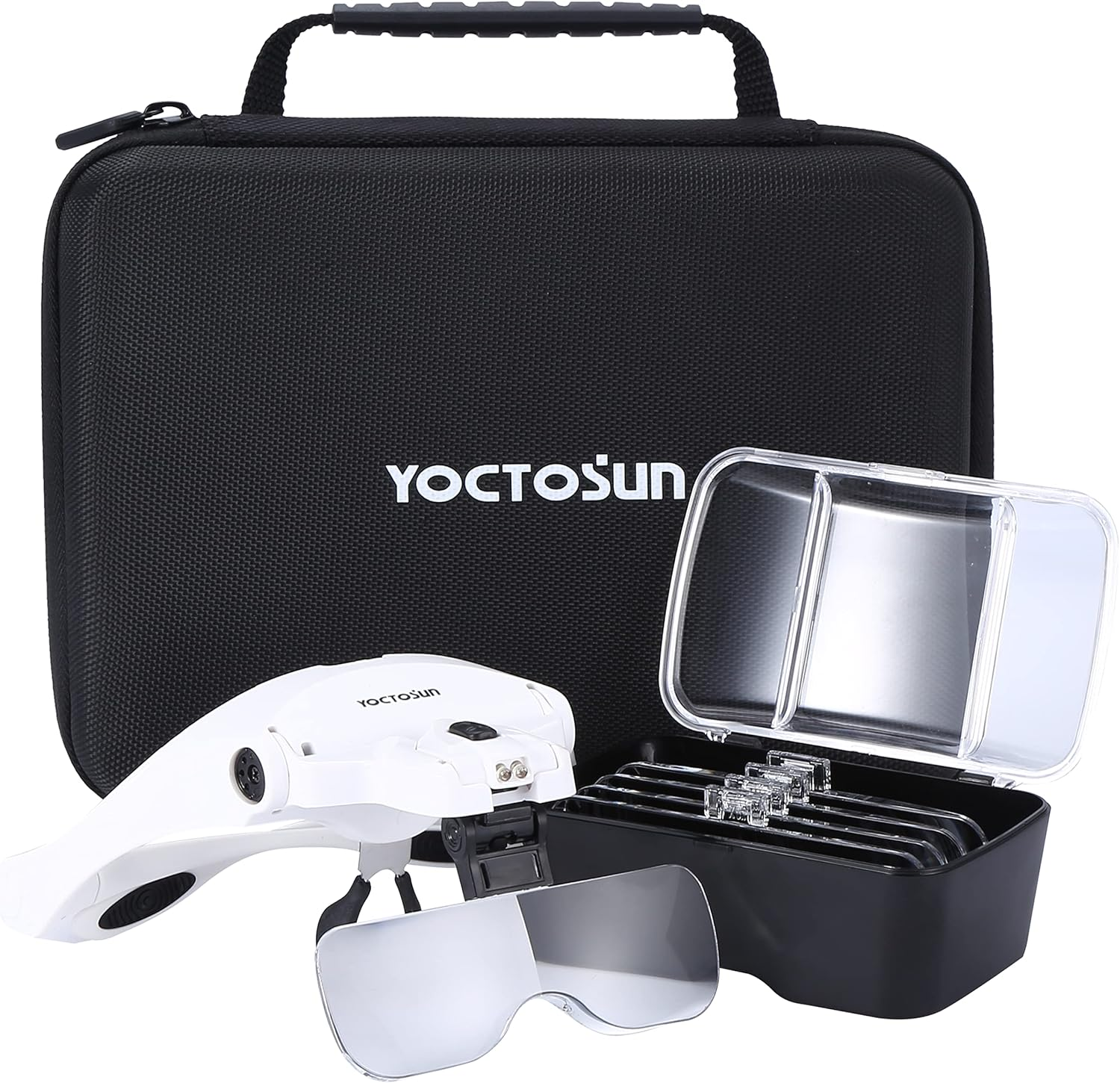 YOCTOSUN Magnifying Glasses with Light, LED Head Magnifier with 5 Lenses, Headband, Storage Case, Hands Free Lighted Head Magnifying Visor for Close Work Hobby Crafts image number 6