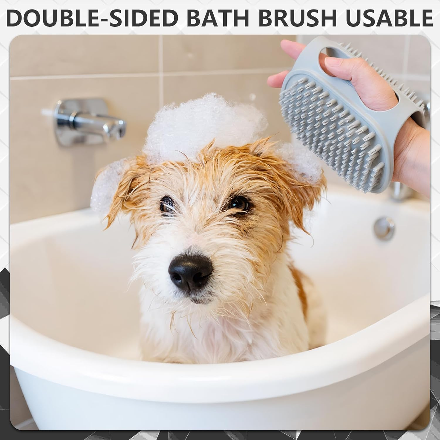Culinavog Dog Brush, 1 Piece Soft Silicone Brush with Adjustable Handle, Easy to Clean, Silicone Bath Brush for Pets, Silicone Shower Brush for Cats, Dogs (29.6 &times; 12.6 Cm, Grey) image number 4
