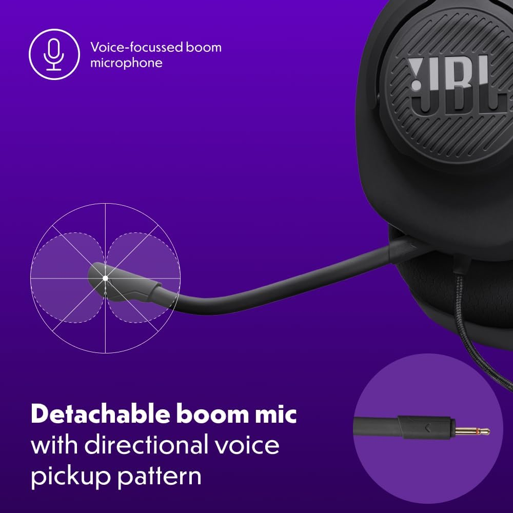 JBL Quantum 100M2 - Wired Over-Ear Gaming Headset with Detachable Mic and Mute Option - Black