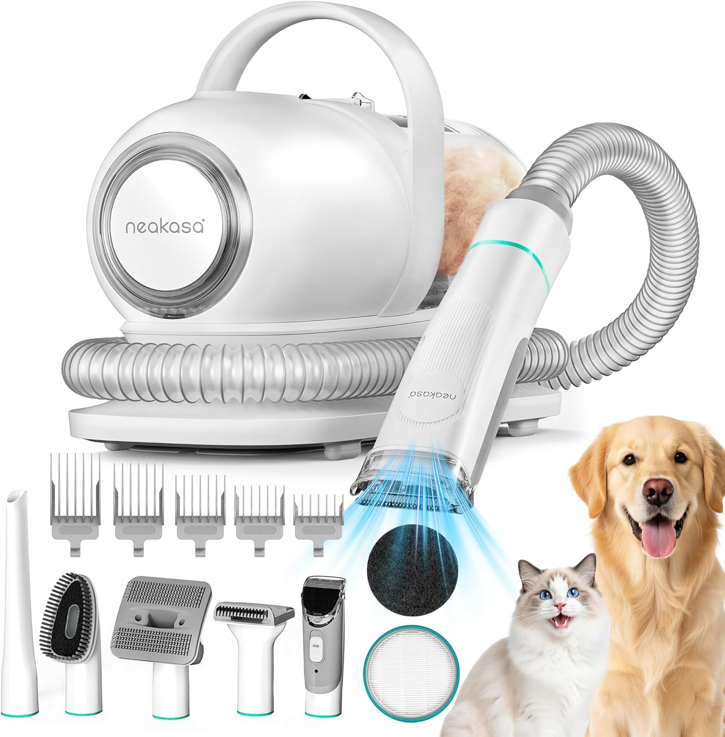 Neabot Neakasa P1 Pro Pet Grooming Kit & Vacuum Suction 99% Pet Hair, Professional Clippers with 5 Proven Grooming Tools for Dogs Cats and Other Animals image number 4