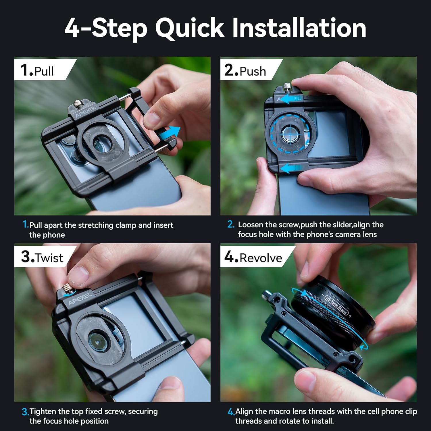 Apexel 10-20X Zoom Macro Phone Lens with Universal Clip, HD Macro Photography Lens for Iphone Android Phone image number 4