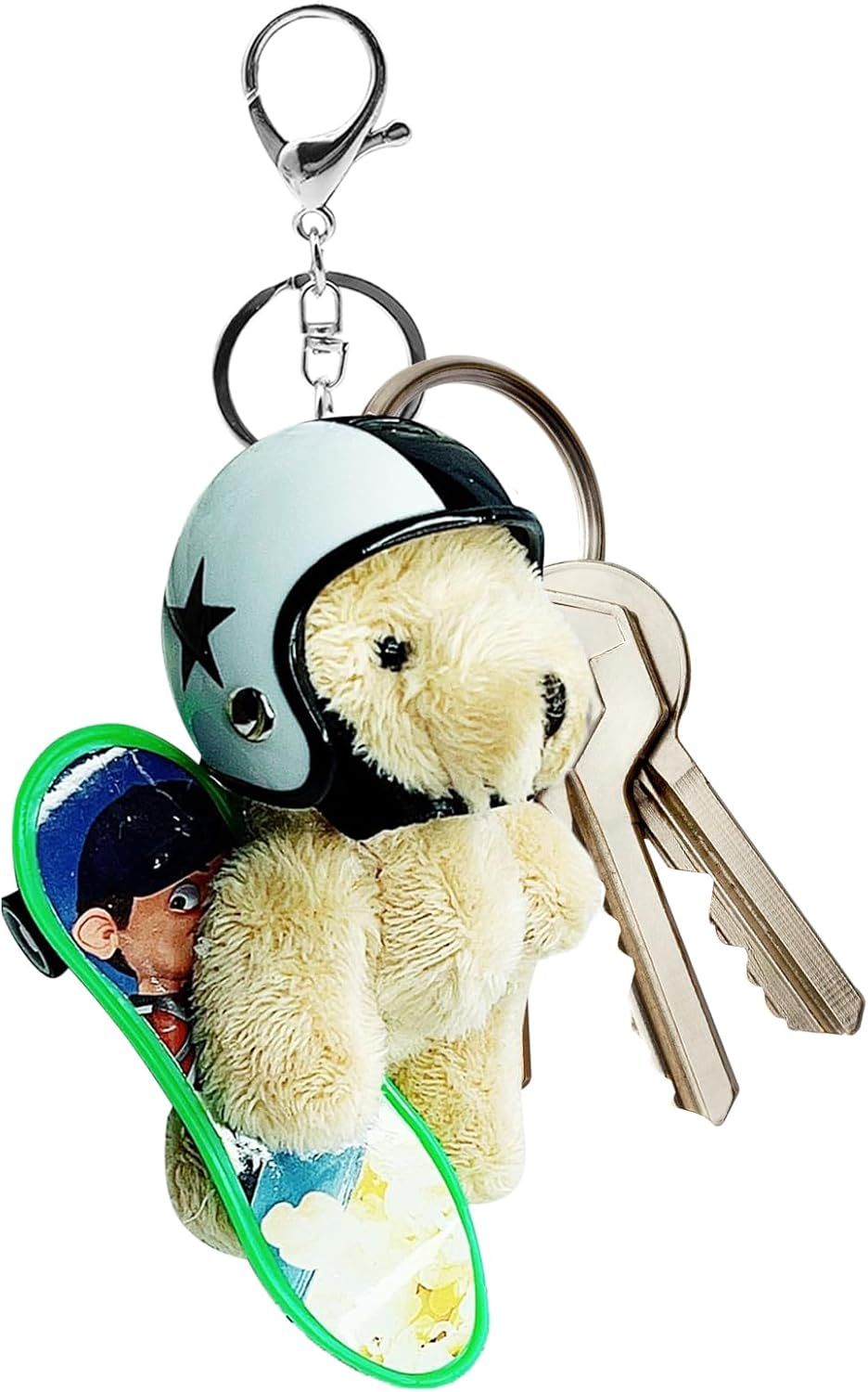 Yorajuy Bear Charm, Helmeted Bear Plush Keychains for Backpacks, Animal Keyring, Key Chain for Schoolbag Travel Wallet Purse Women Backpack image number 1