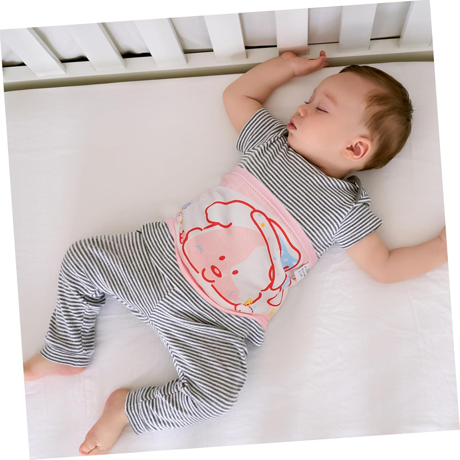 Mikinona 2Pcs Cotton Baby Belly Bands Newborn Belly Navel Belt Soft Breathable Infant Wrap for Newborns Pink and Blue Colors image number 3