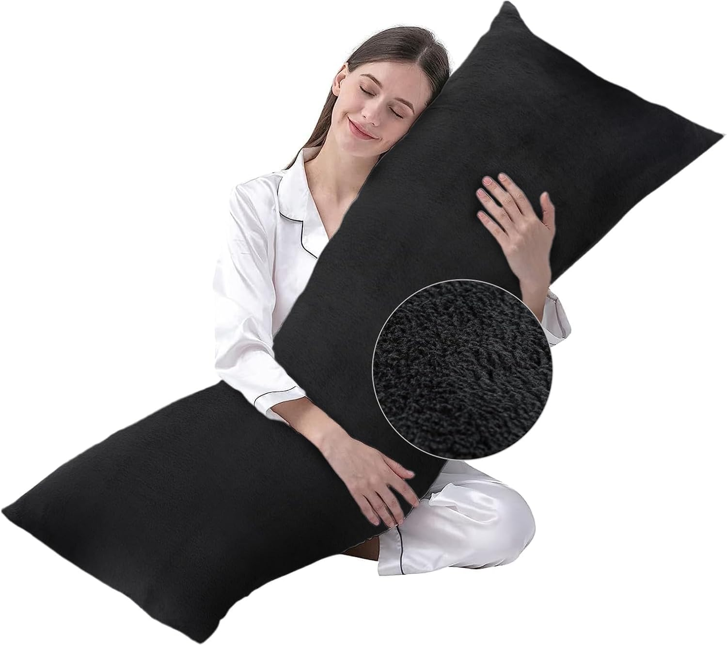 DOWNCOOL Luxury Full Body Pillow Insert with Fiber Cover - Ultra Soft Body Pillow for Sleeping - Breathable Long Bed Pillow Insert, 20"X54"(Grey, with Cover)