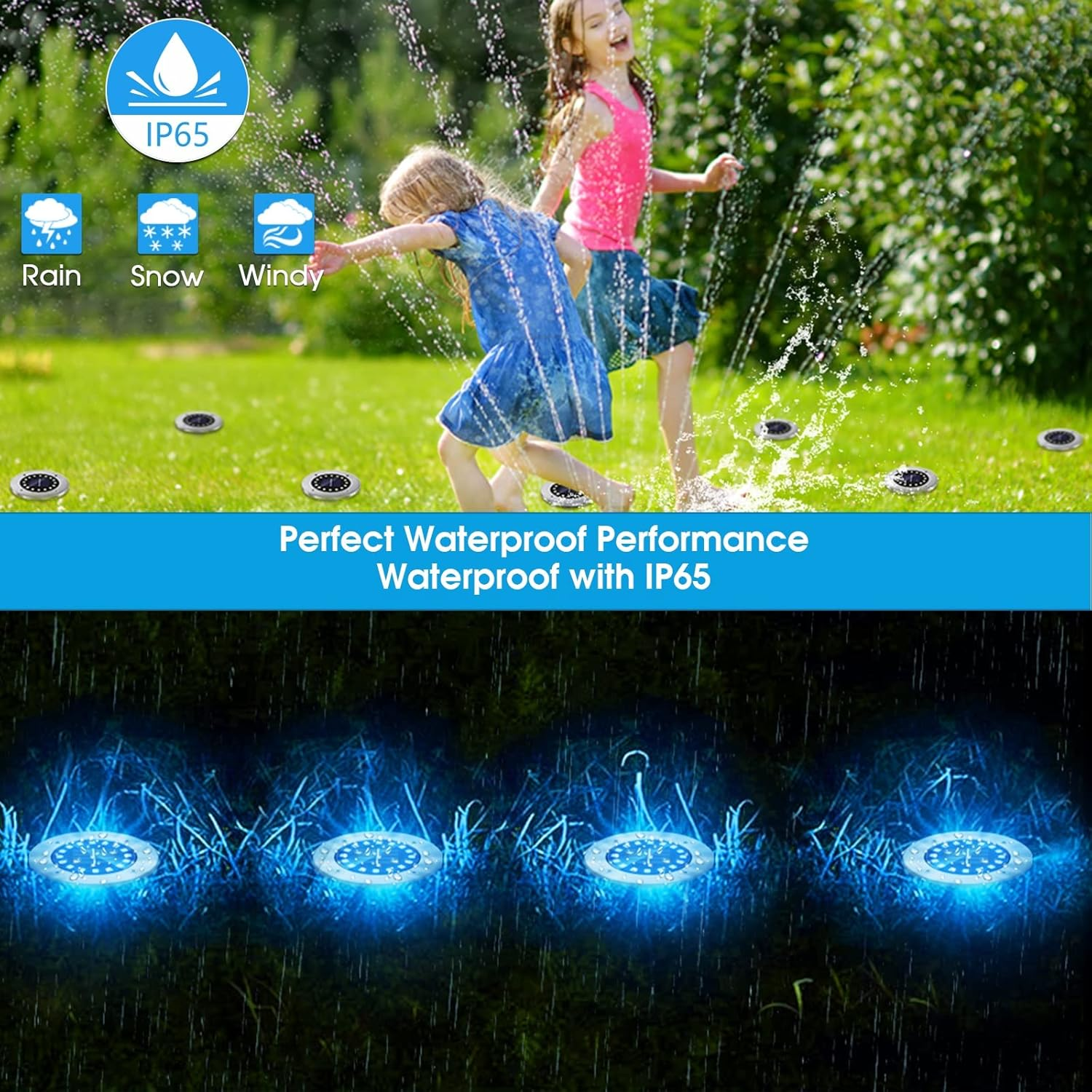 NFESOLAR Solar Outdoor Lights with 16 Leds, Blue Color Bright Solar Ground Lights Outdoor, Waterproof Solar Disk Lights for Pathway Garden Yard Lawn Walkway Driveway (8 Pack) image number 5