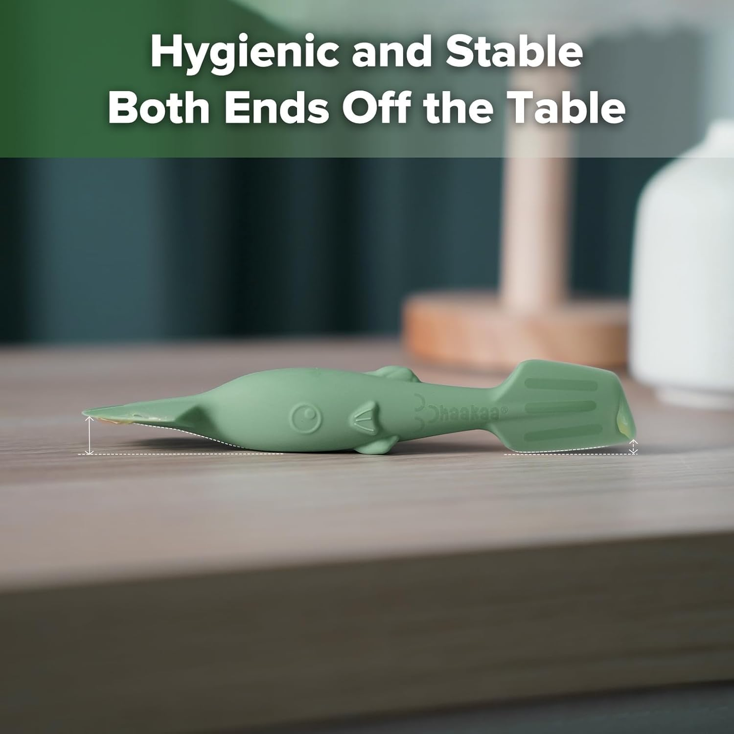 Haakaa Baby Diaper Cream Spatula, Nomess Dual-Ended Silicone Diaper Rash Cream Applicator with Hygienic Case, Butt Spatula for Baby- Pea Green image number 1