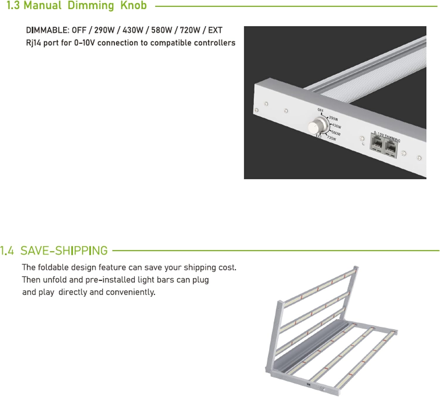 GROZY GR-E 720W LED Grow Light Bar Full Spectrum for Indoor Grow Tent Growing Flowering image number 6