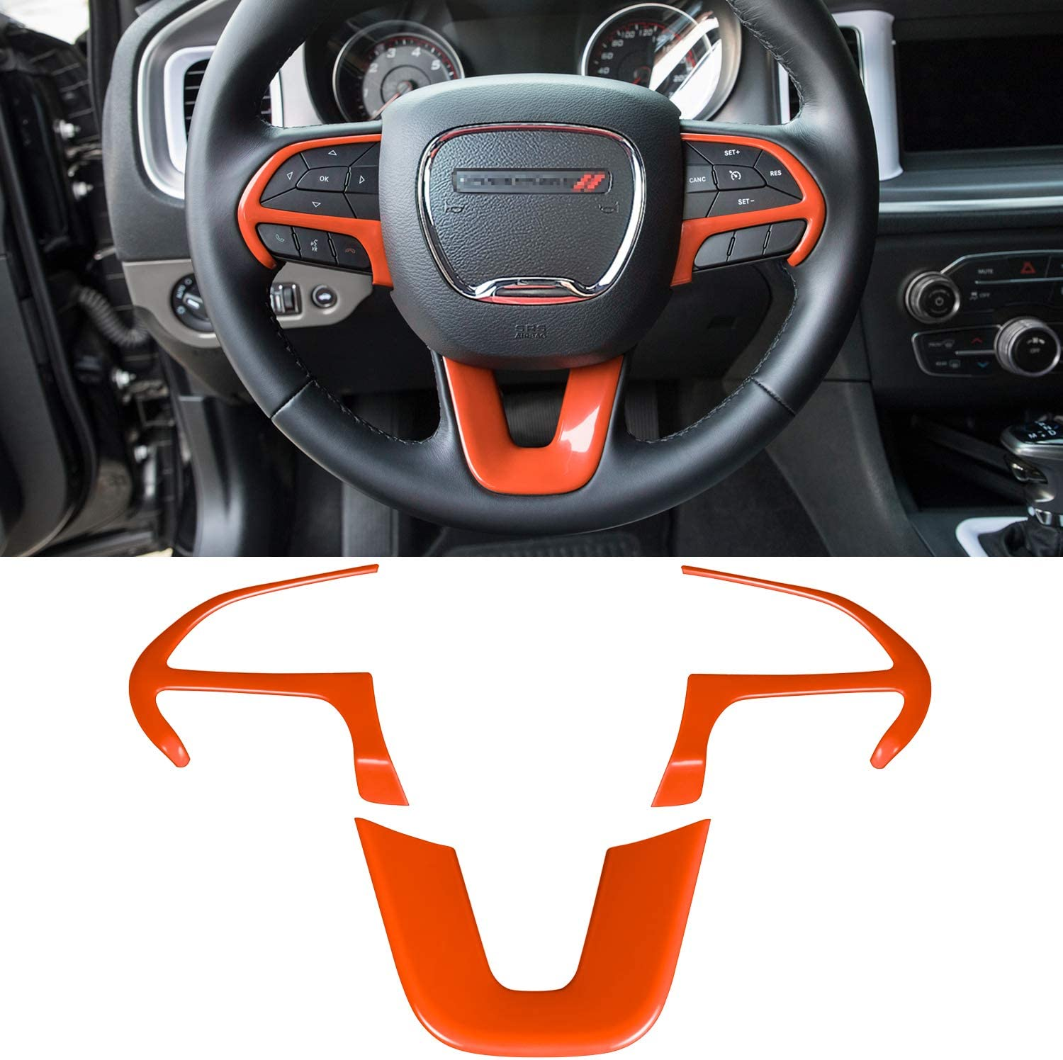 Steering Wheel Cover Trim Interior Accessories Decoration Kit for 2015-2021 Dodge Challenger Charger, for 2014-2021 Dodge Durango & Jeep Grand Cherokee SRT8 (Purple 3PCS)