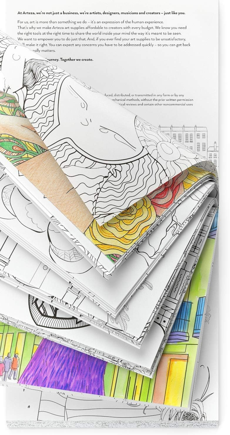 Arteza Adult Coloring Book, 6.4 X 6.4 Inches, 72 Sheets, Portrait Illustrations, Travel-Sized Detachable 100-Lb ​Coloring Sheets​, Art Supplies for Relaxing, Reflecting, and Decompressing image number 1