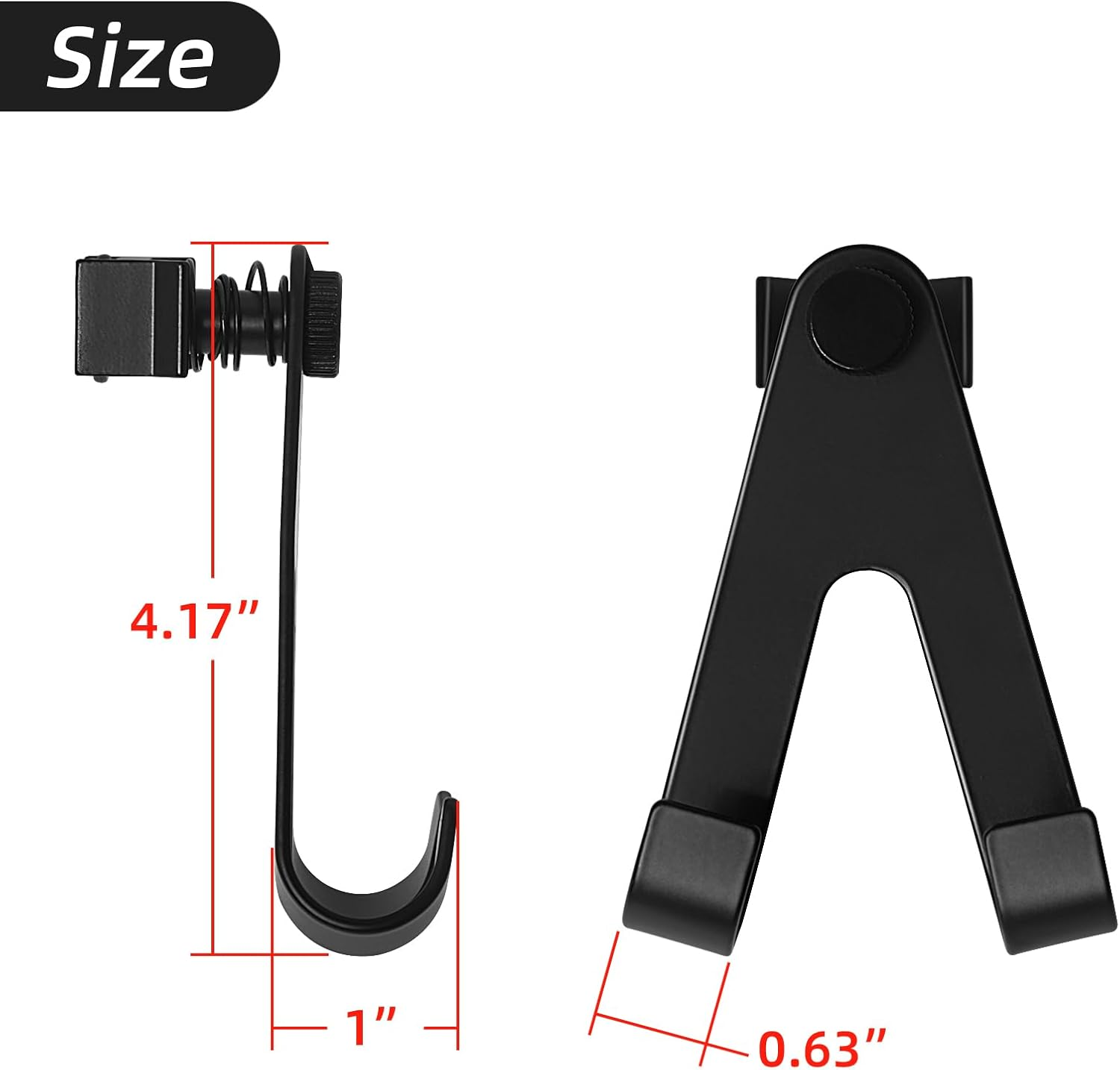 L Track Hook L Track Single Stud Fitting with Hook L-Track Spring Loaded Adjustable Hook for L Track Rails in Truck, Camper Van, Trailer, Pack of 4, Black image number 4