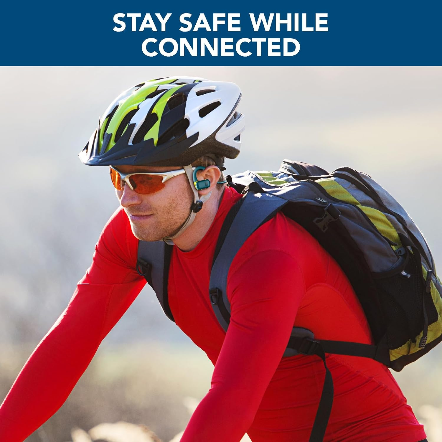 Cellularline - Spirit - Bluetooth&reg; Sports Headphones - Open-Ear Design: Always Connected - Maximum Safety - Air Conduction Technology - Playback Time: 7 Hours - Green/Lime