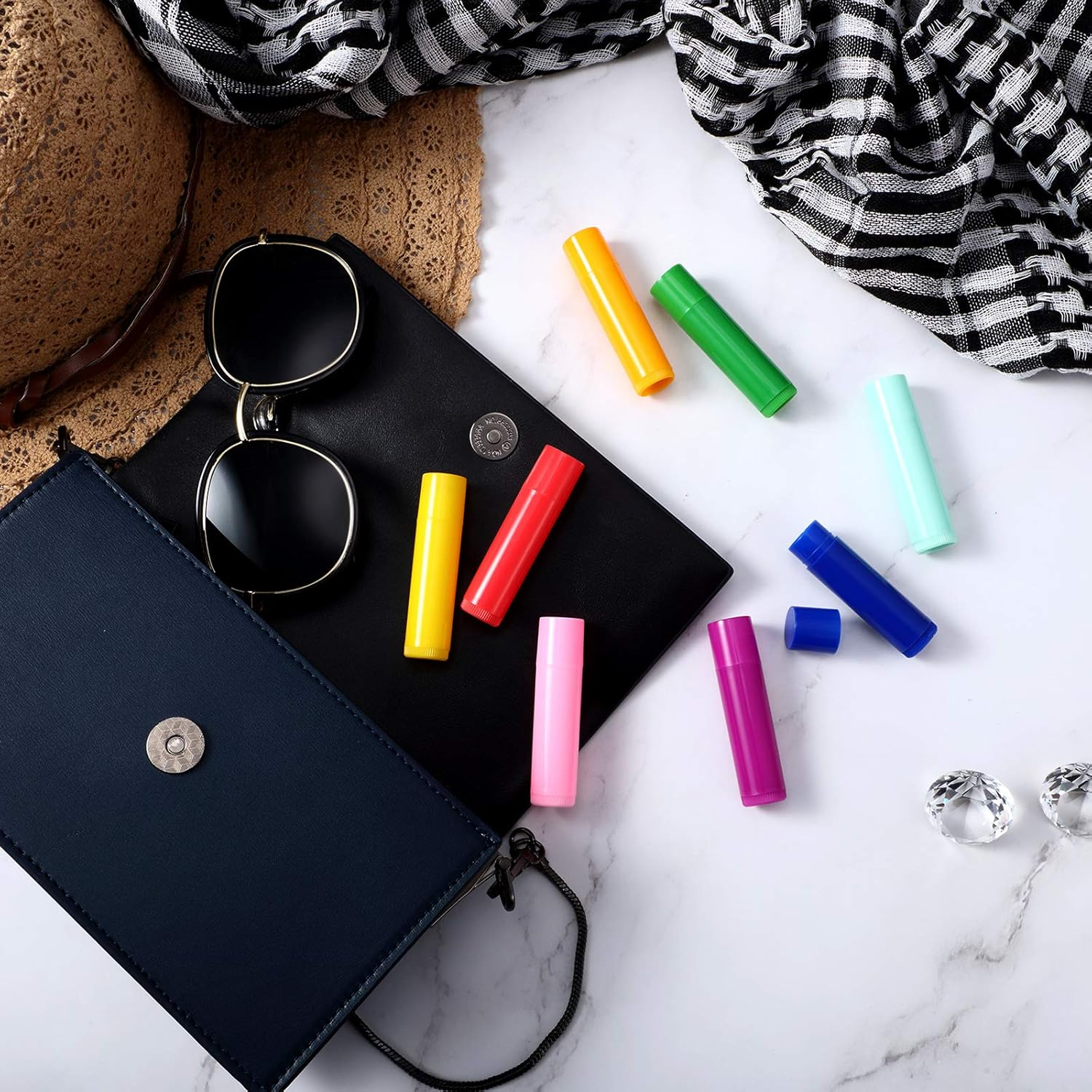 64 Pieces Lip Balm Tubes 5 Ml Empty Lip Gloss Balm Containers Refillable Rotatable Plastic Lipstick Tubes DIY Lip Gloss Balm Tube Holder for DIY Cosmetic, 8 Colors image number 5