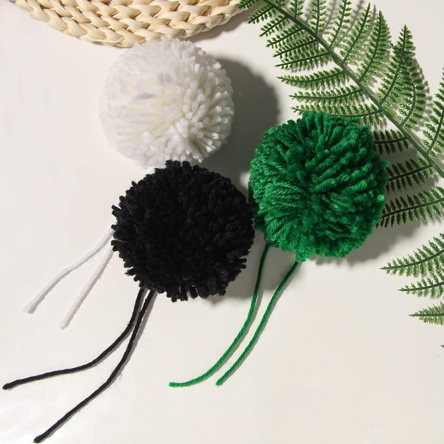 Pack of 12 Yarn Pom Poms for Hats 8CM-3INCH Party Supplies Handmade Art and Craft Decorative Accessories (Black) image number 4