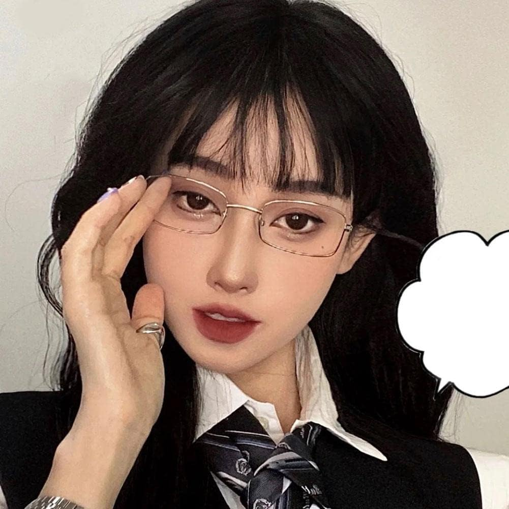 Small Square Clear Lens Glasses for Women Men Rectangle Metal Frame Eyeglasses Cosplay Party Costume Eyewear image number 2