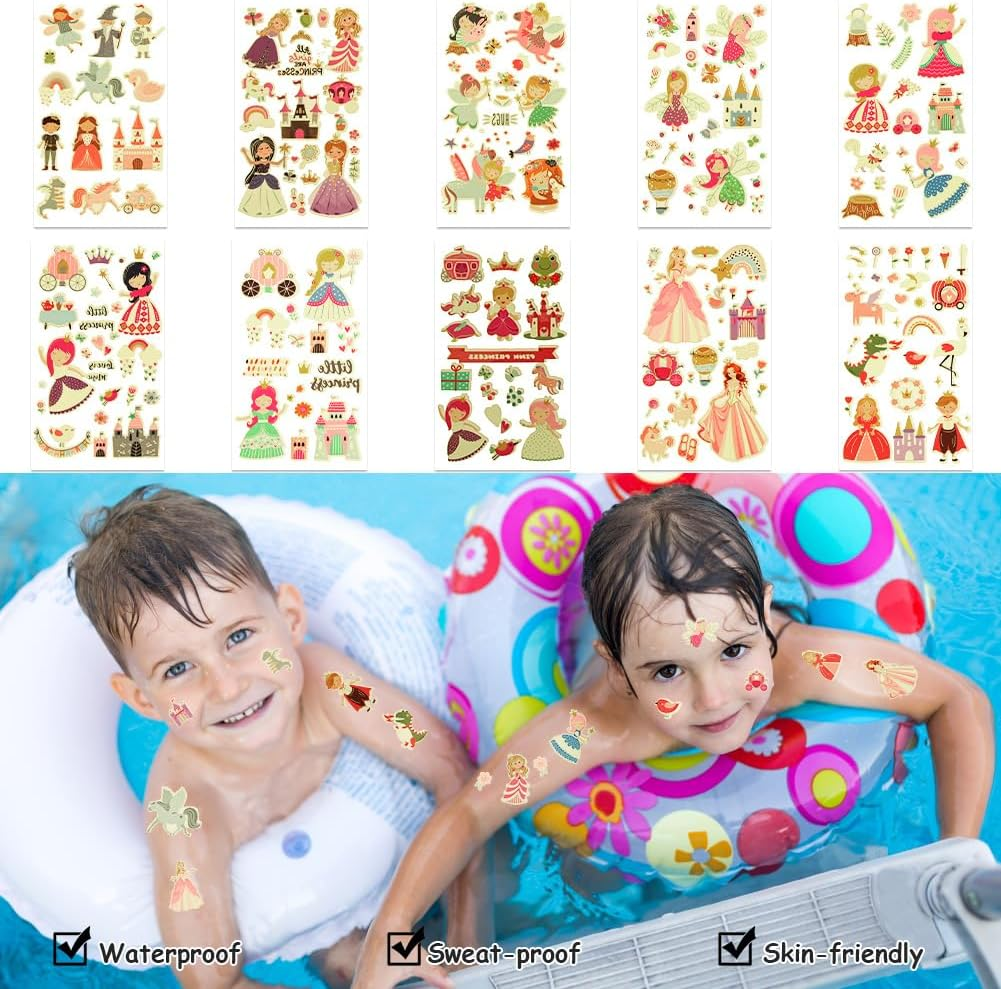 Diuli Princess Luminous Sticker, 10Pcs Glow in the Princess Dark Stickers Princesses Decals Ceiling Baby Room Skull Wall Decor DIY Luminous Adhesive Sticker for Girls Boys Bedroom Nursery - 10Pcs-Mermaids image number 5