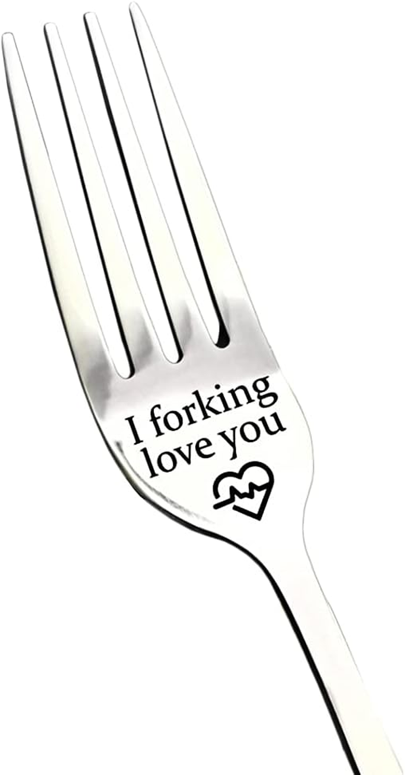 Valentines Gifts for Him, Gifts for Boyfriend Anniversary Valentines Gifts I Forking Love You Dinner Forks, Inspirational Funny Engraved Forks, Stainless Steel Table Forks