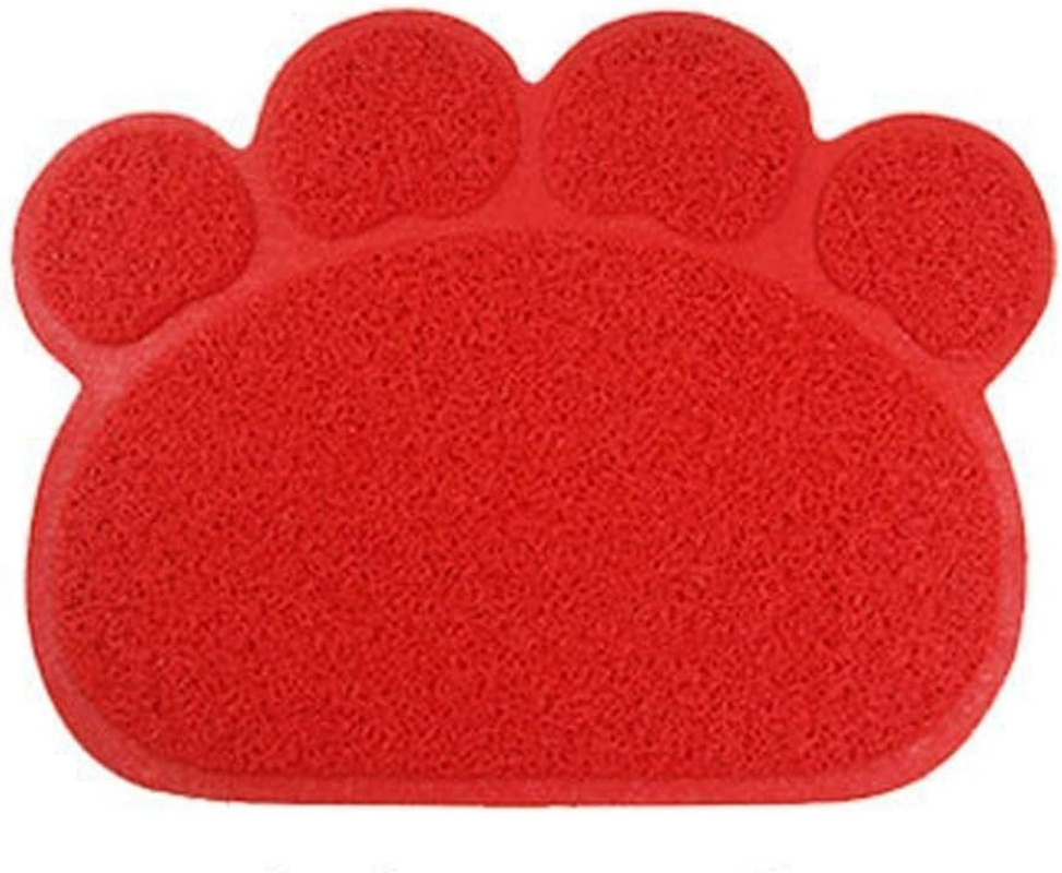 KINGCOO Dog Mat Pad, Cat Litter Tray Mattress, Pet Place Mat, Table Mat for Dogs and Cats, 30 X 40 Cm, Small Elastic PVC Paw Design (Red) image number 4