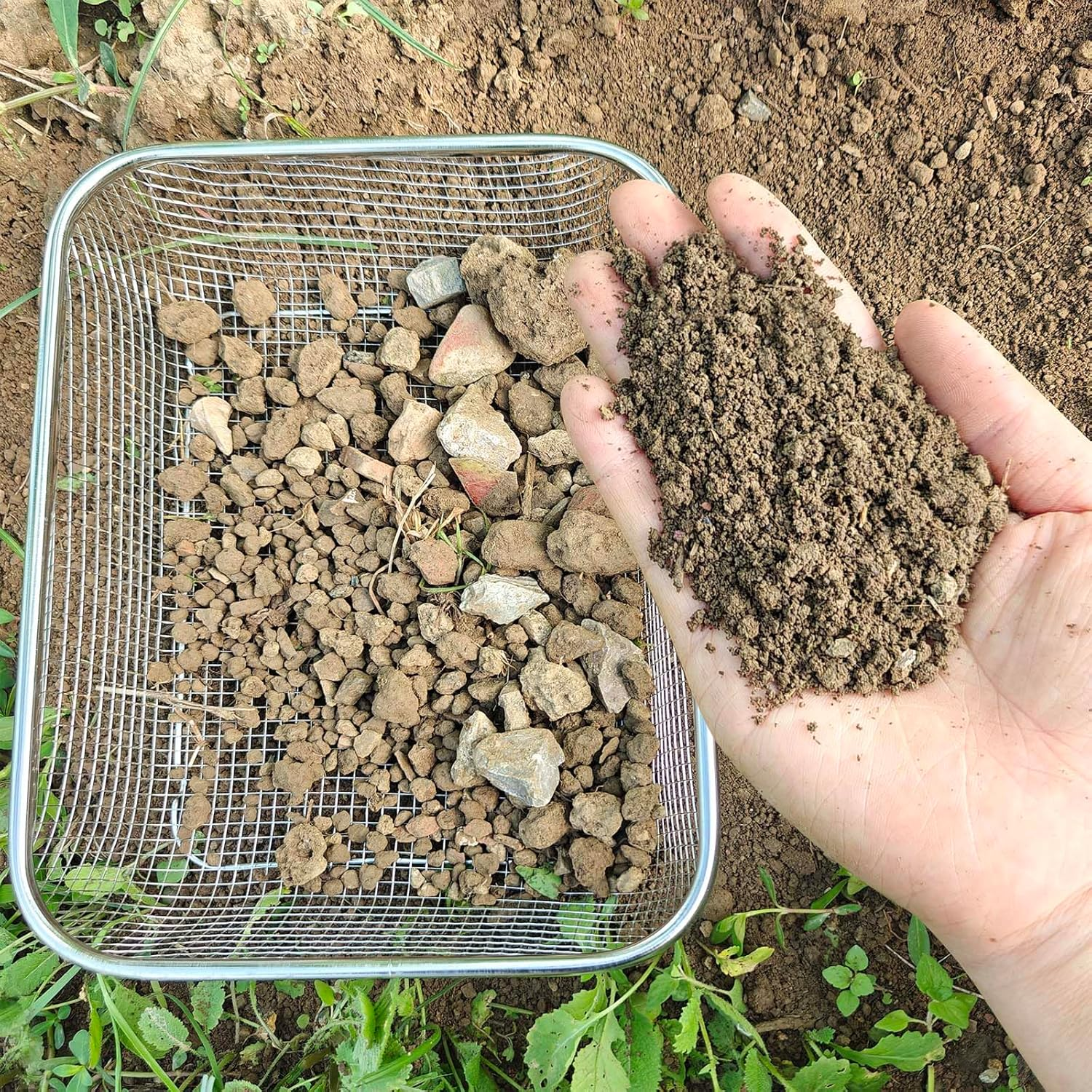 Garden Sieve Stainless Steel Earth Sieve & Garden Compost Sieve, Heavy Duty Garden Sieve for Soil and Stones, Garden Puzzles Perfect for Gardening, Ideal Sieve for Sieving and Filtering Compost, Soil image number 5