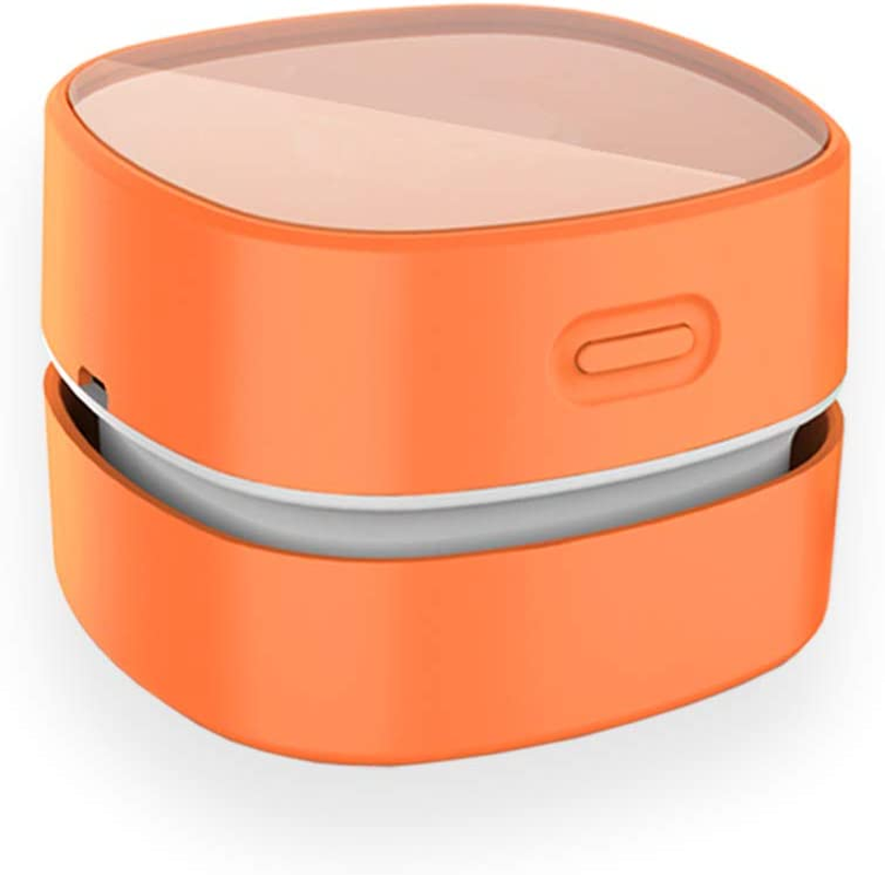 ODISTAR Desktop Vacuum Cleaner,Mini Table Dust Sweeper Energy Saving with Auto Power-Off Function,High Endurance up to 400 Mins,Cordless&360&ordm; Rotatable for Keyboard/Home/Office (White USB Charging)