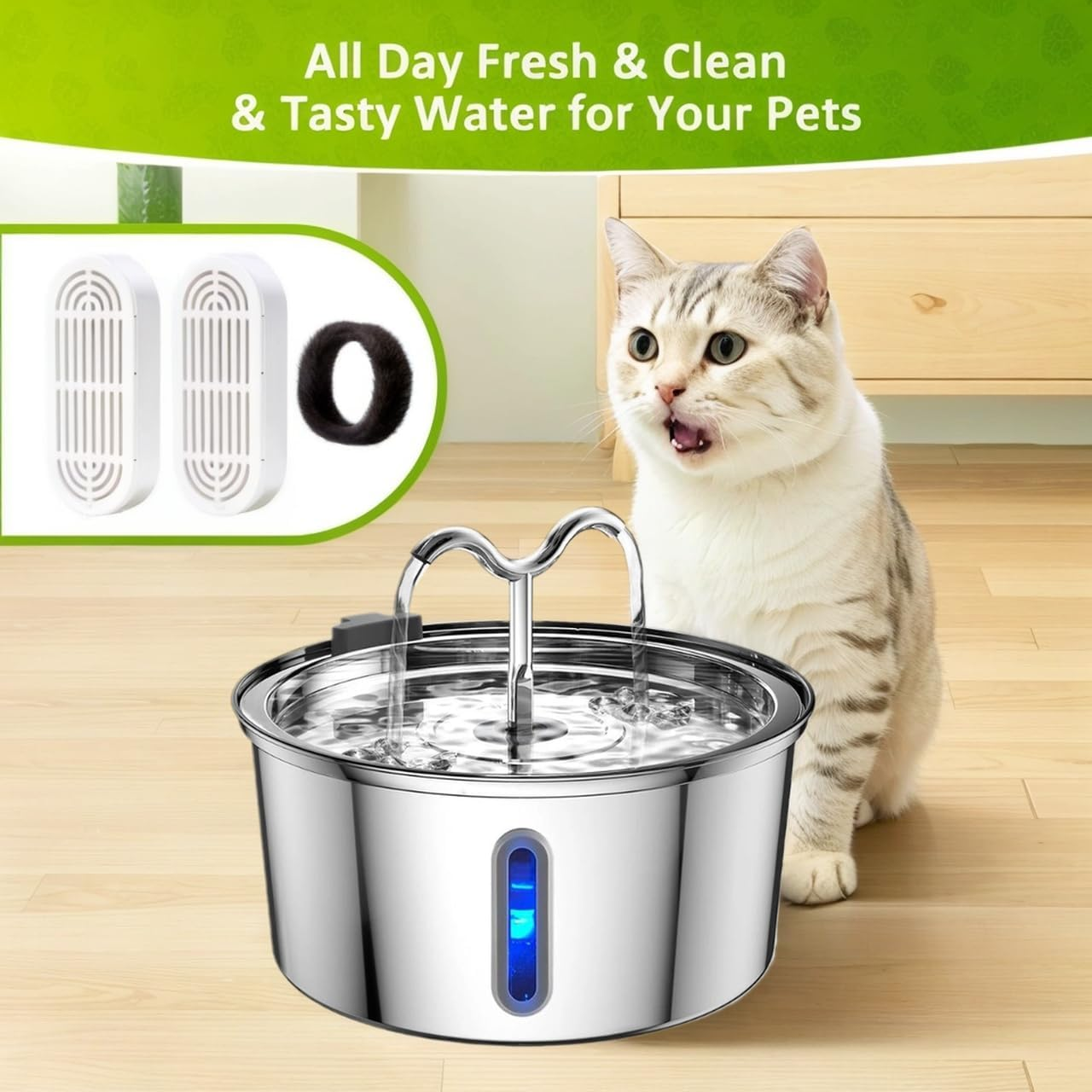 CLAMORA 12-Pack Cat & Dog Water Fountain Filters - Advanced Triple Filtration with Activated Carbon, Compatible with 4L Pet Fountains | Long-Lasting Replacement for Fresh Water & Odor Control image number 2