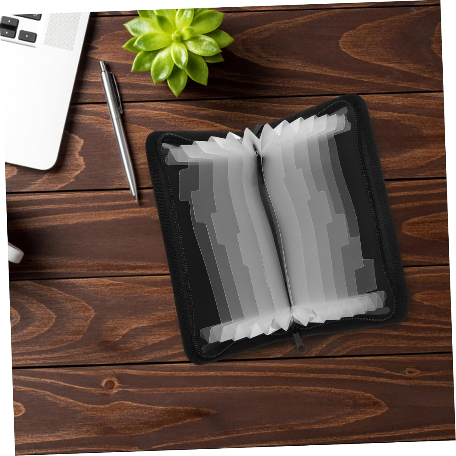 NAMOARLY Small Receipt Organizer Accordion File Bag Portable Filing Organizer for Business Cards image number 1