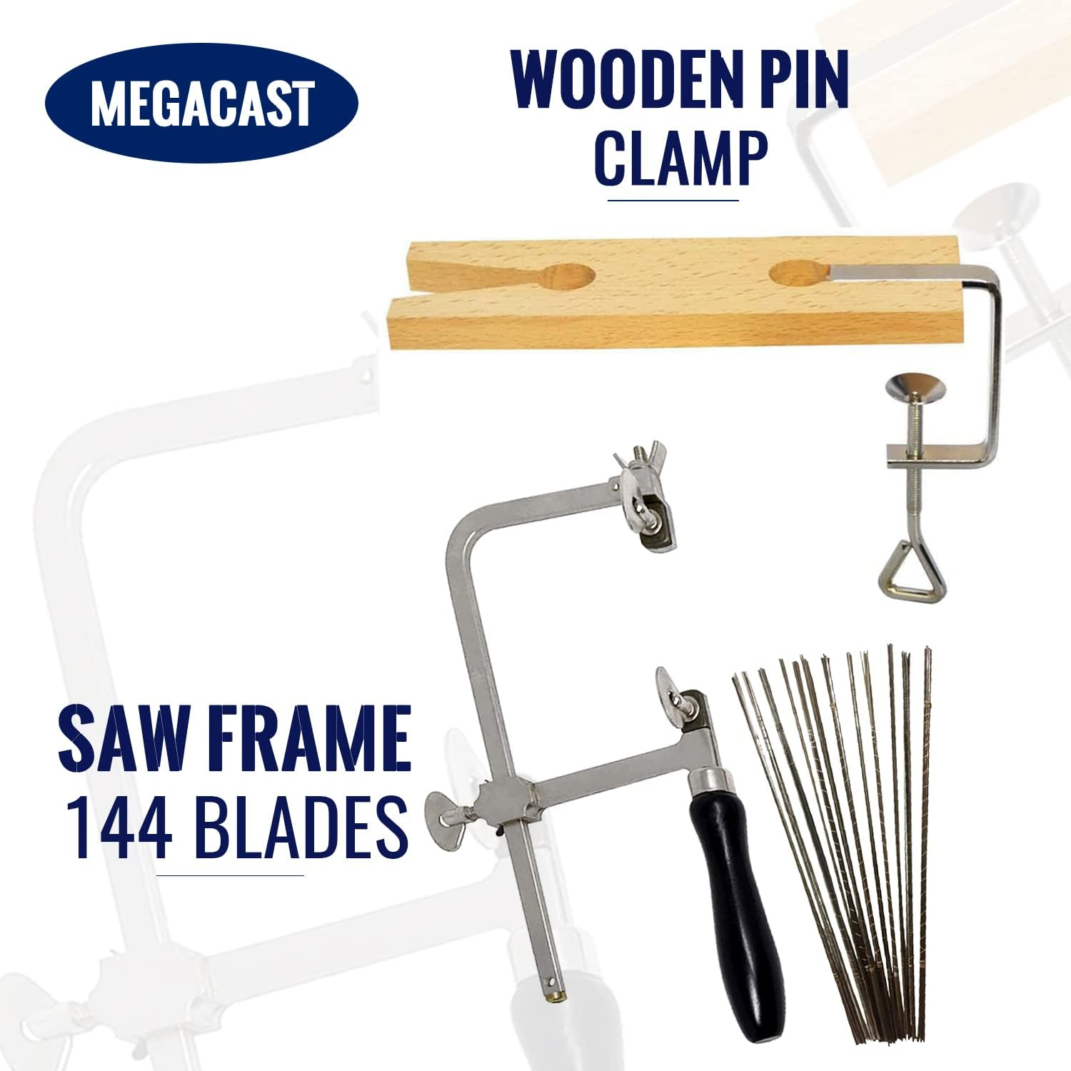 3 in 1 Professional Jeweler'S Saw Set Saw Frame 144 Blades Wooden Pin Clamp Wood Metal image number 4
