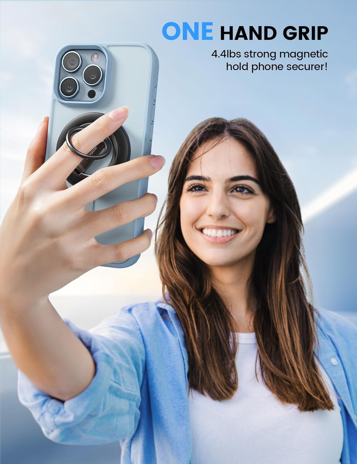 Lamicall 2025 [Stable Dual-Hinge] Magnetic Phone Grip Stand for Mag Safe, Finger Ring Holder Phone Kickstand [Super Magnet] 360&deg; Rotation Ring, Mag Safe Accessories for Iphone 17 Pro Max Air 16 15 14 image number 1