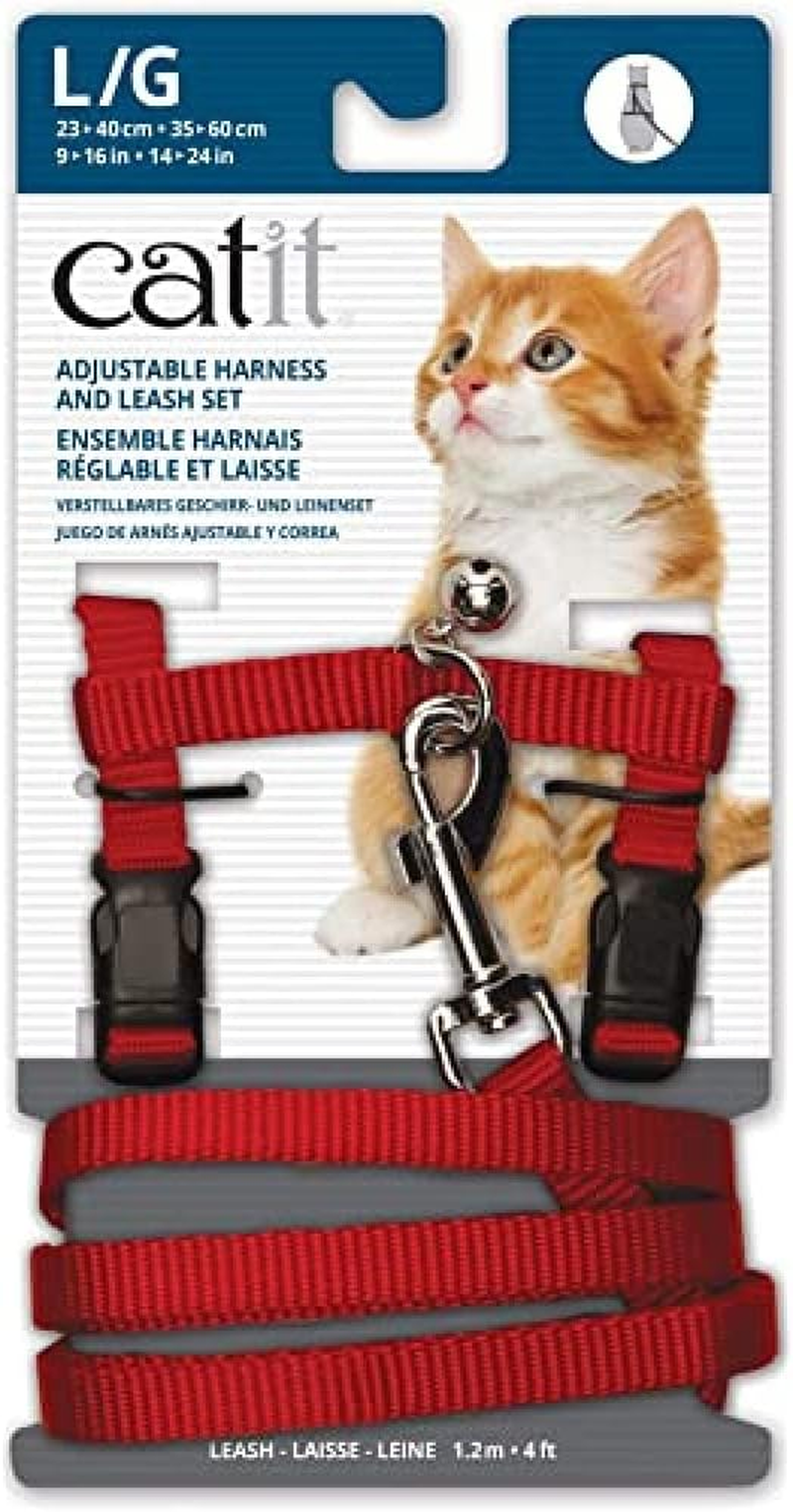 Catit Nylon Adjustable Cat Harness and Lead Set, Black, Medium