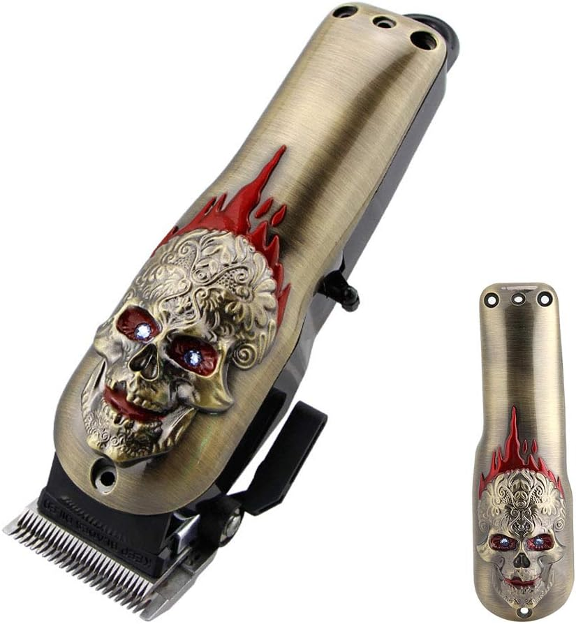 Professional Hair Clipper Front Cover, Electric Hair Cutter Trimmer Sheel Protective Casing for WAHL (Skull Copper) image number 6