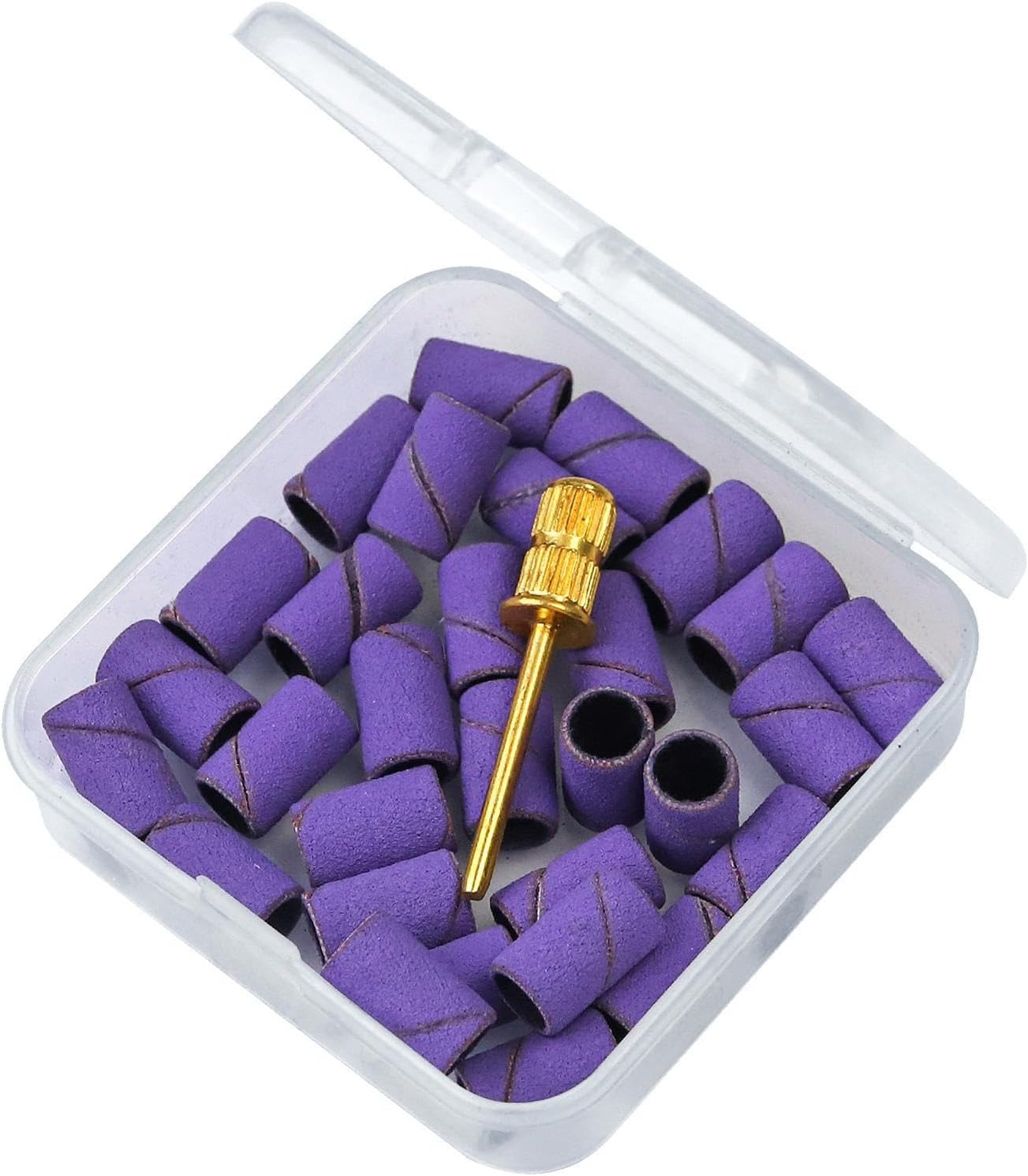 Nail Sanding Bands - Nail File Sanding Bands with Mandrel Bit - Fine Grit Nail File Sanding Bands for Acrylic Nails Gel Manicures and Pedicure Pochy