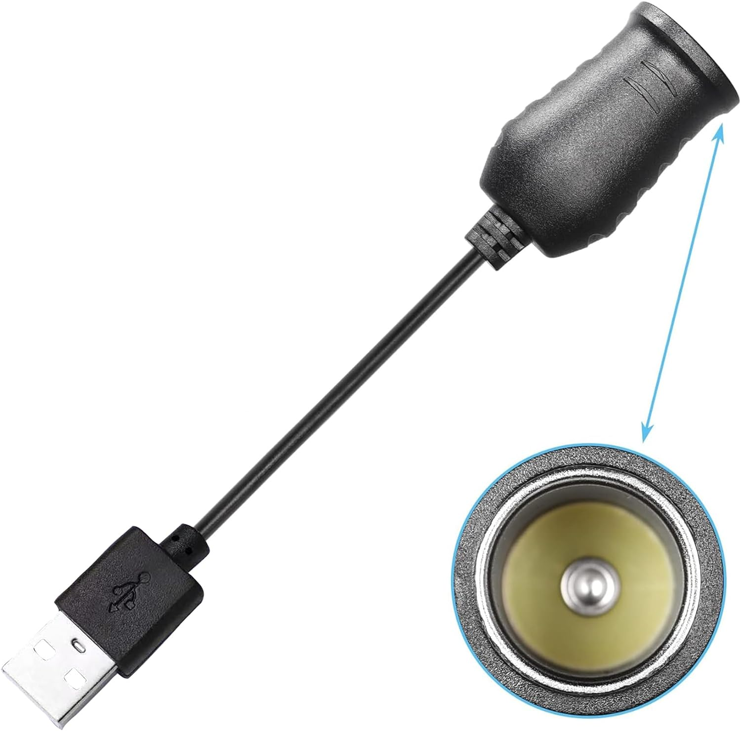 Tunghey USB to Cigarette Lighter Socket, USB a Male to 12V Car Cigarette Lighter Socket Female Power Converter Cable (35CM) - 3M image number 5